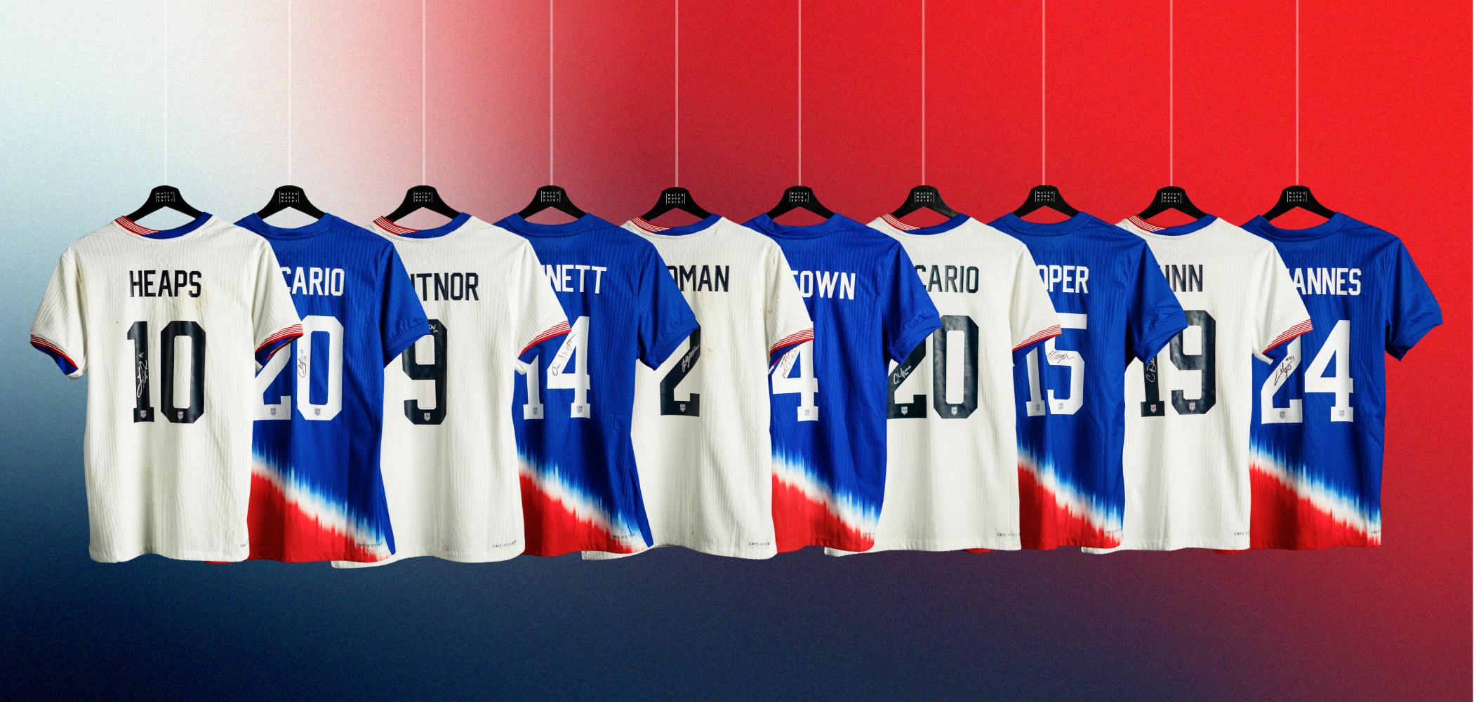 US Soccer game worn and signed jerseys